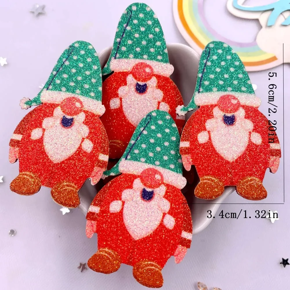 10szt Glitter Felt Fabric Nonwovens Colorful Santa Claus Wearing Nightcap Applique DIY Sewing Patch Supplie Accessorie E892 C