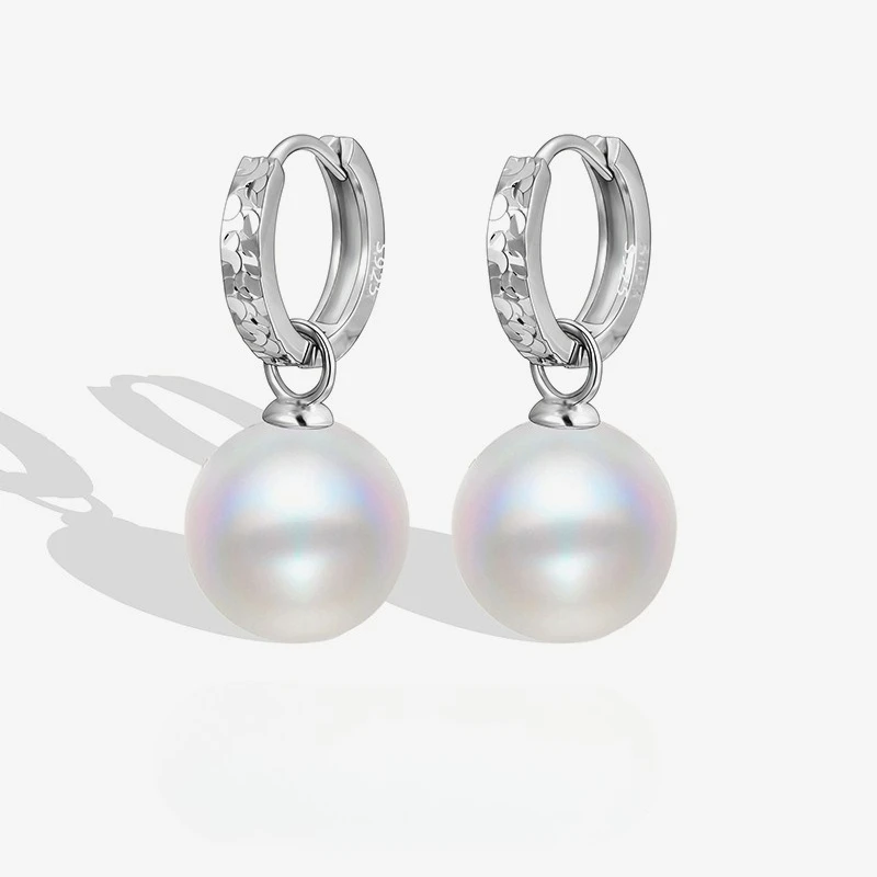 New S925 Silver Earnail Premium Australian White Bead Ear Buckle Women's Crushed Ice Wedding Jewelry