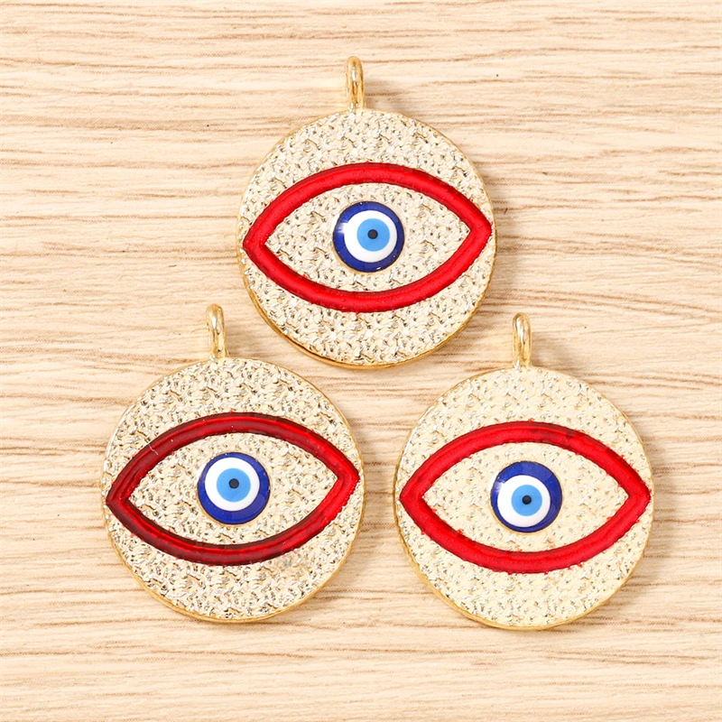 10 Stück 22x26mm Niedliche Emaille-Metall-Anhänger mit Bösem Auge für Schmuckherstellung, Ohrhänger, Halsketten, DIY-Bastelzubehör – Detail 5