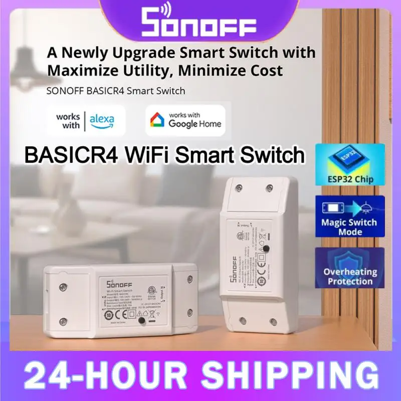 

SONOFF BASICR4 Умный переключатель Wi-Fi ESP32 Режим переключения Надежный безопасный пульт дистанционного управления EWeLink с S-MATE2 или R5 Alexa Google