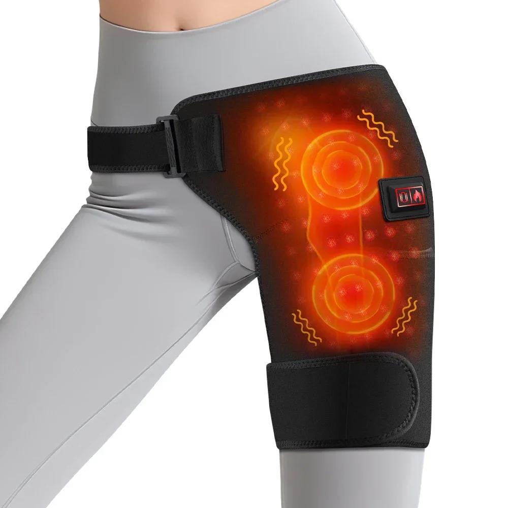 

Cordless Heated Hip Heating Massage Pad Thigh Strap with 150pcs 660nm LED bead Dual Motors for Sciatica Pain Lower
