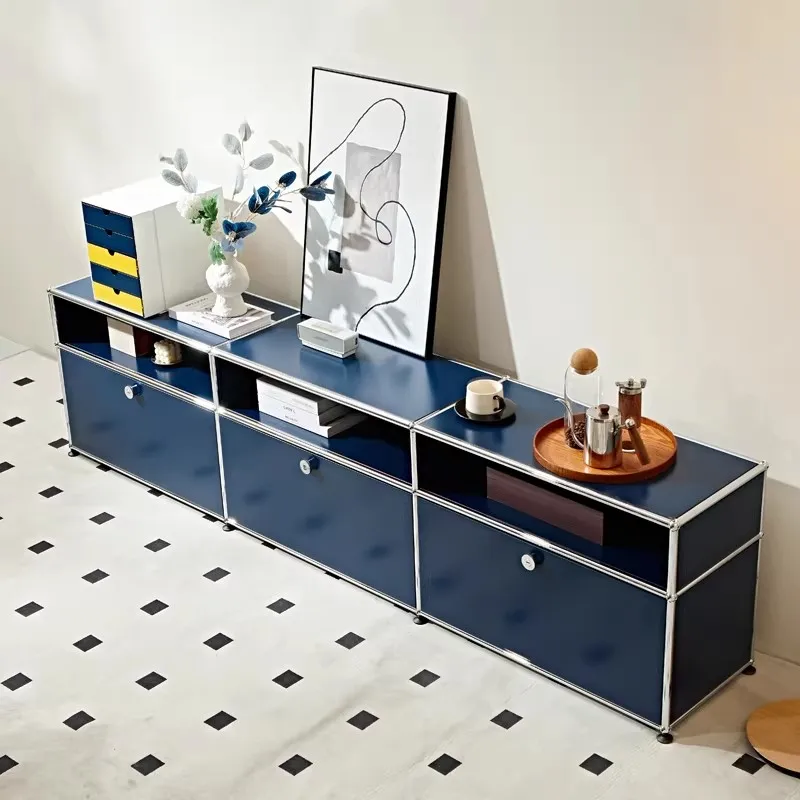 Medieval Modular Living Room Cabinet Metal Storage Console Klein Blue Stainless Steel Cabinet TV Cabinet Customizable Furniture