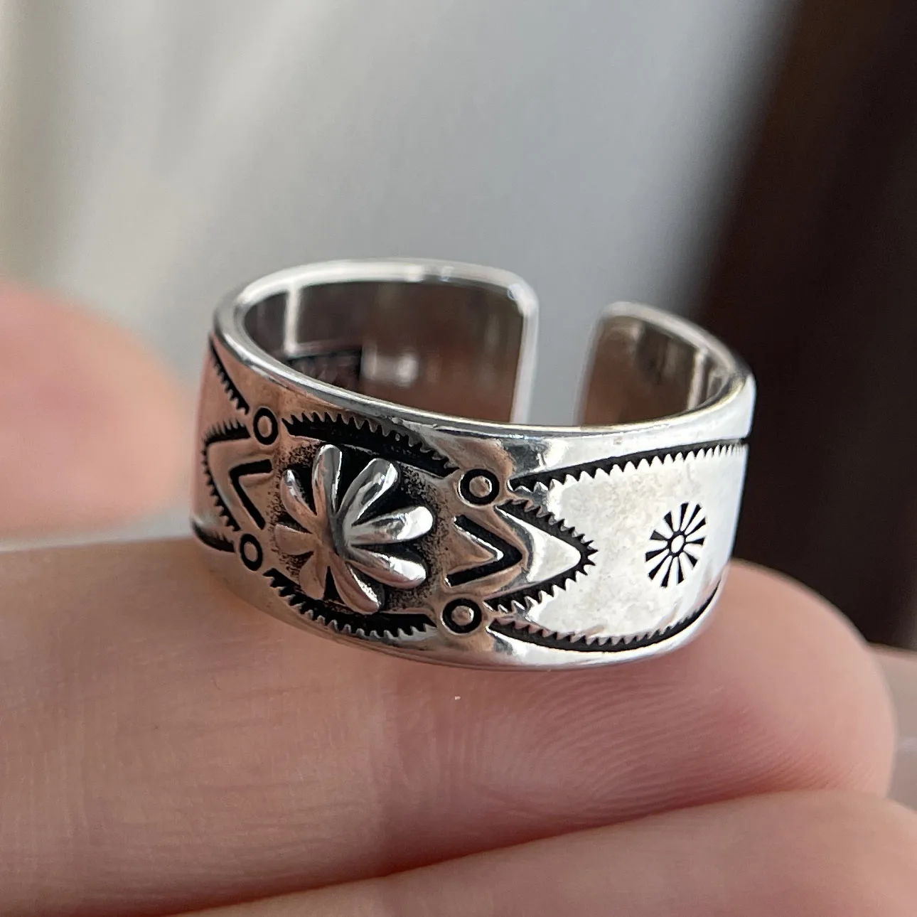 Women's 925 Sterling Silver Minimalist Flower Pattern Ring, Gift