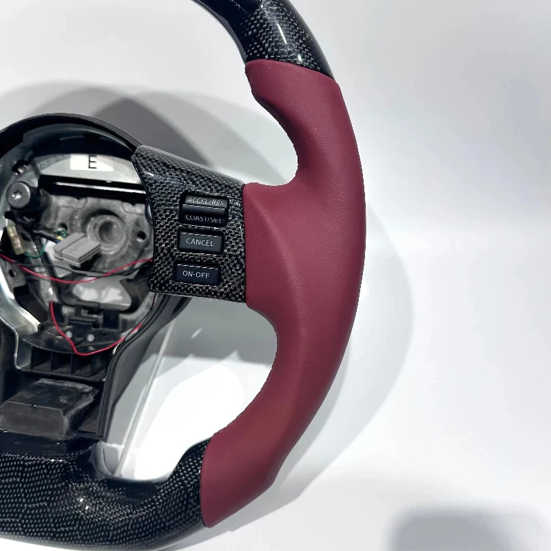 Volante Deportivo de Carreras de Fibra de Carbono Negro y Rojo con LED FX 3, Apto para Coches de Carreras