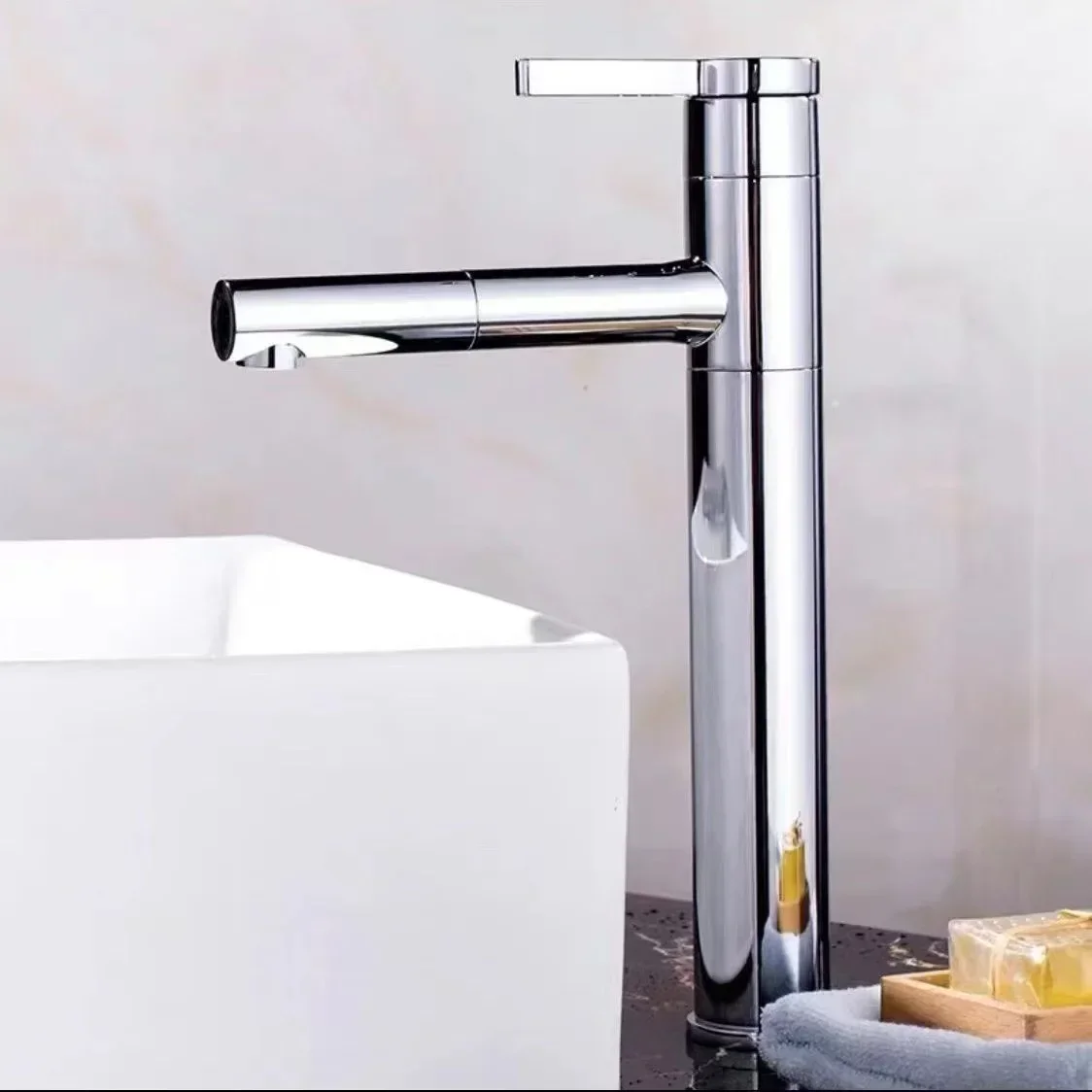 Bathroom Basin Faucet，Minimalist Slim Faucet Hot and Cold Water Faucet Basin Mixer Tap Bathroom Faucet Hot and Cold Silver Color