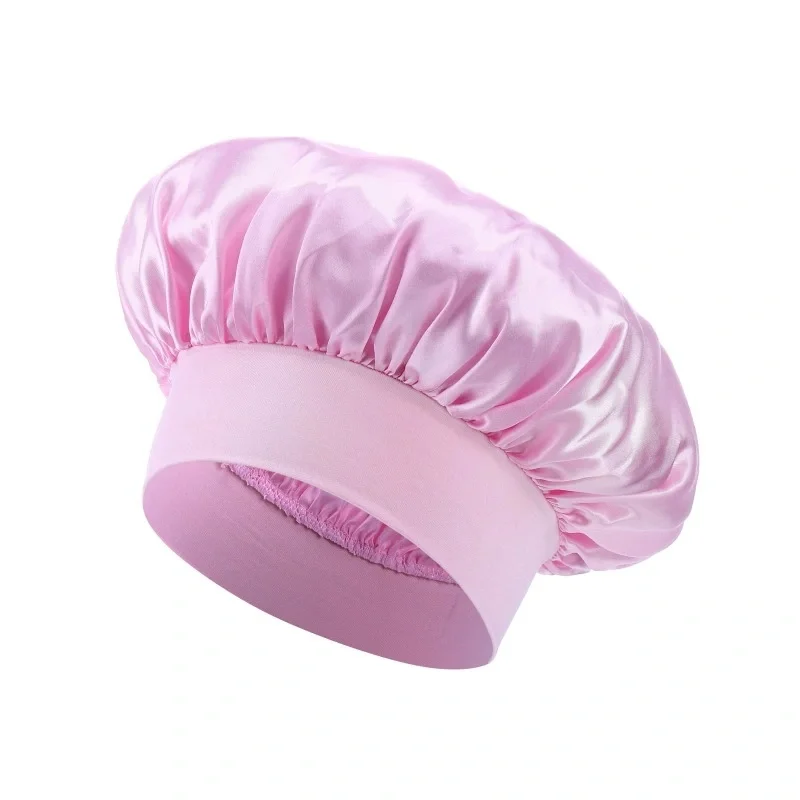 Muts voor slapende vrouwen, dubbellaags haar satijnen mutsen met elastische band, slaapmuts krullend natuurlijk haar