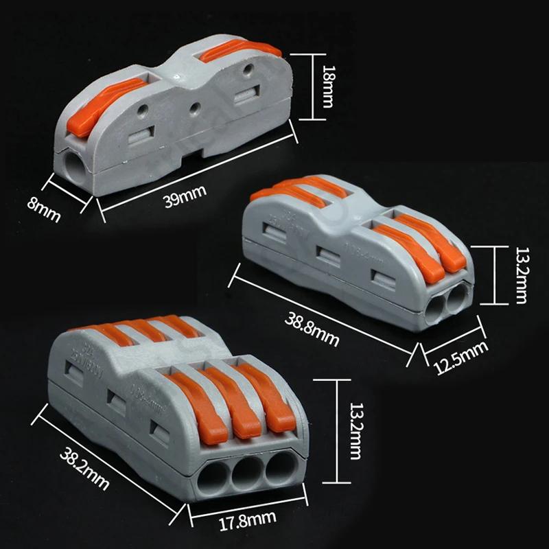 SPL-1/2/3 Dual Head Mini Quick Fast Wire Connector Universal Wiring Cable Connector Push-in Conductor Terminal Block LED Lamp