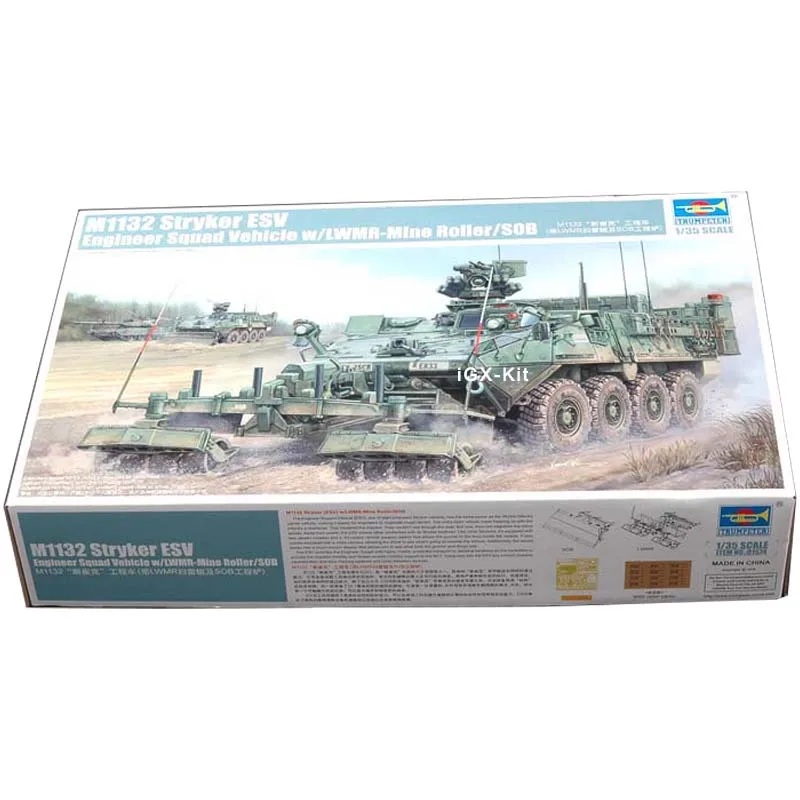 

Trumpeter 01574 1/35 M1132 Stryker Engineer Squad Vehicle ESV W/ LWMR Mine Roller/SOB Toy Plastic Assembly Building Model Kit