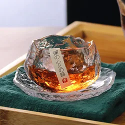 Japanese Galss Tea Cup and Saucer Set Creative Glassware Thickened Teacup with Coaster Mat Crystal Small Wine Espresso Cup