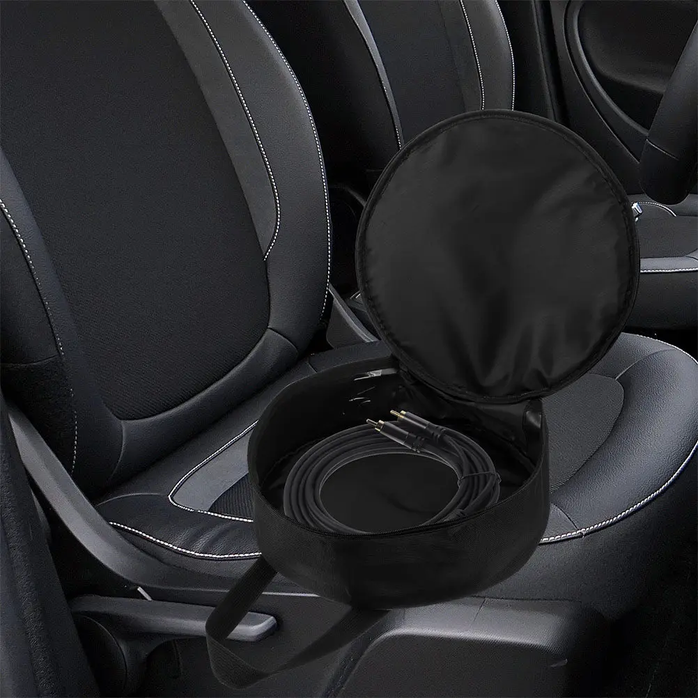 

Car Tool Bag Thickened Portable Cable Storage Organizer Case Round Tool Storage Bag Charging Cable Organizer for Car Interior