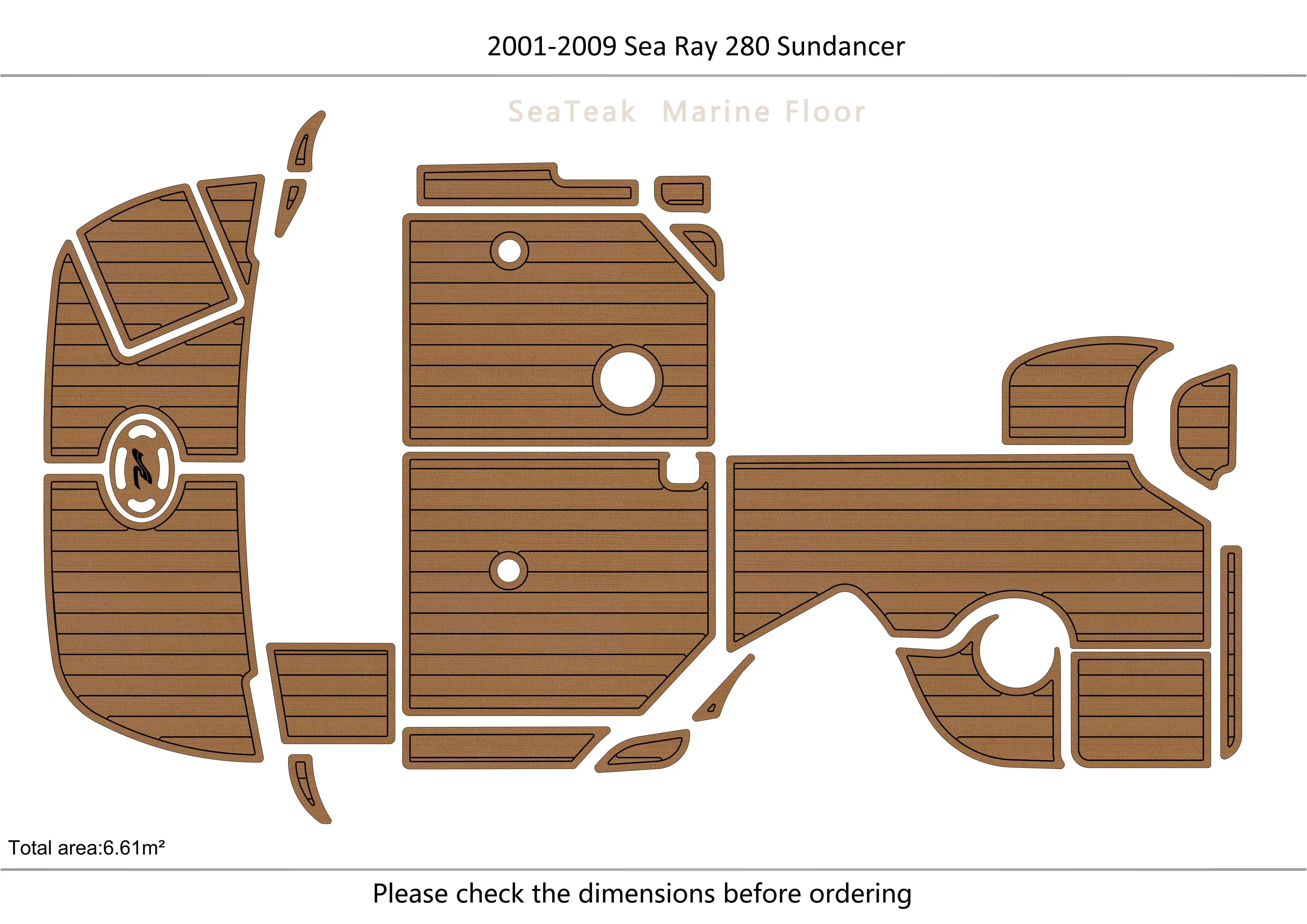 

2001-2009 Sea Ray 280 SD Cockpit swimming platform 1/4" 6mm EVA fAUX carpet Water Ski Yacht Fishing Boat Non-slip mat floor