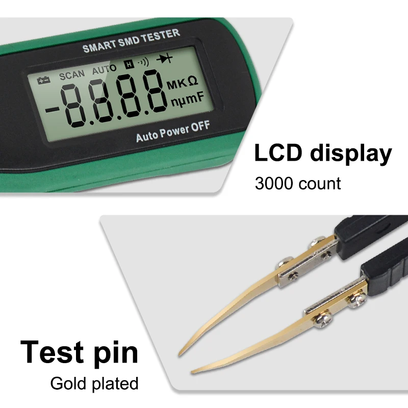 Smart SMD Tester Auto Range Digital Multimeter Capacitance Resistance Continuity Diode Test Meter LCD Display SMD Meter