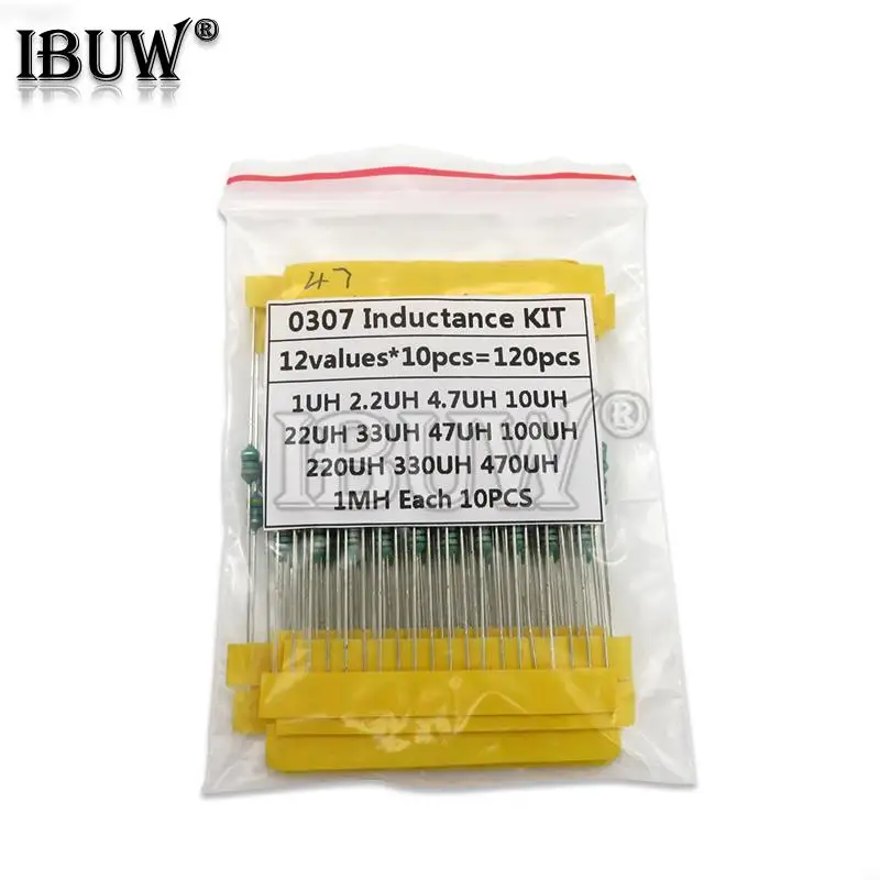 0307 DIP 1/4W 12 Kinds Color Ring inductance Each 10PCS Inductors Assorted Set Kit 1UH 10 22 33 47 100 150 220 330 470 560 1MUH