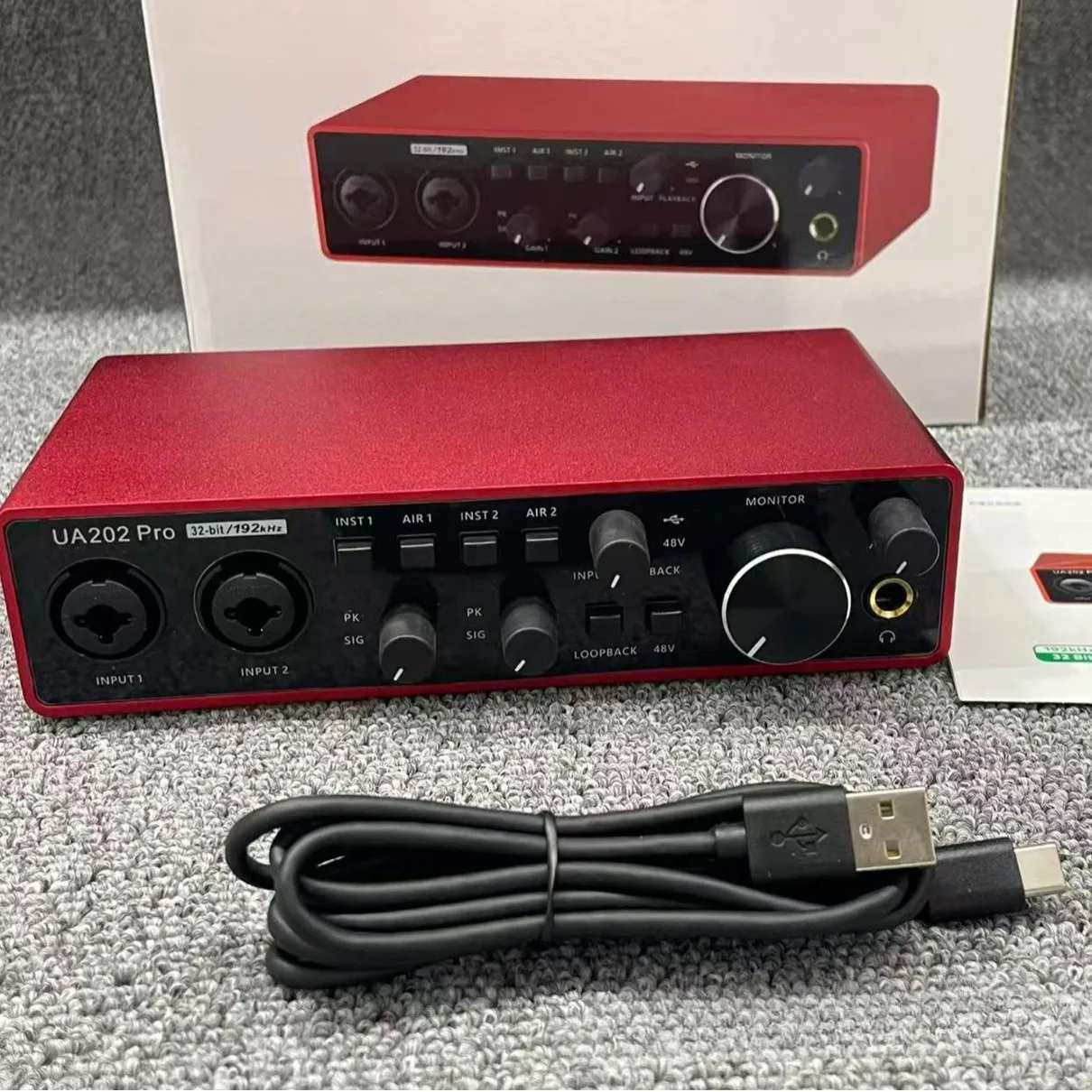 UA202 Pro Professional Sound Card USB Audio Interface with 48V Phantom Power Supply for Live Studio Streaming And Podc