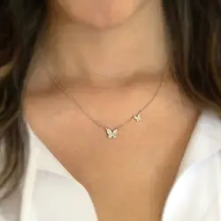 Top Fashion Lovely Minimal Delicate Tiny Cz Butterfly Charm Necklaces For Women Ladies Cute Girl Christmas Gifts Sweet Jewelry