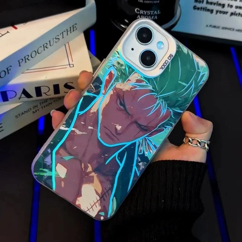 

3D Anime One Piece Zoro Phone Case for iPhone 11 12 13 14 15 16 17 Pro Max Plus Air Muscle Boy Green short hair Shockproof Cover