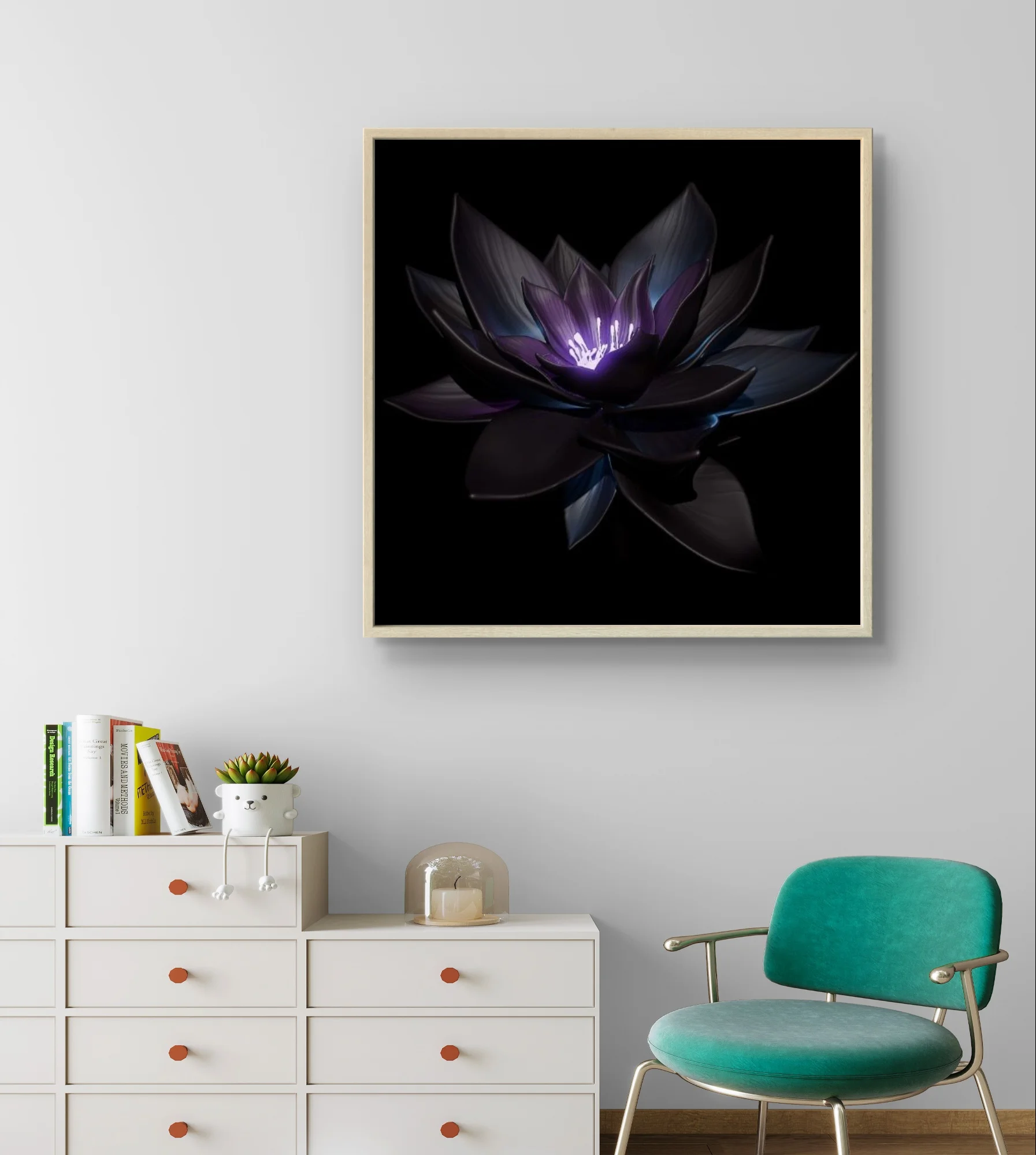 

Black Lotus 5D Diamond Art Painting Beautiful Lotus Pattern DIY Diamond Embroidery Room Decoration Handicraft