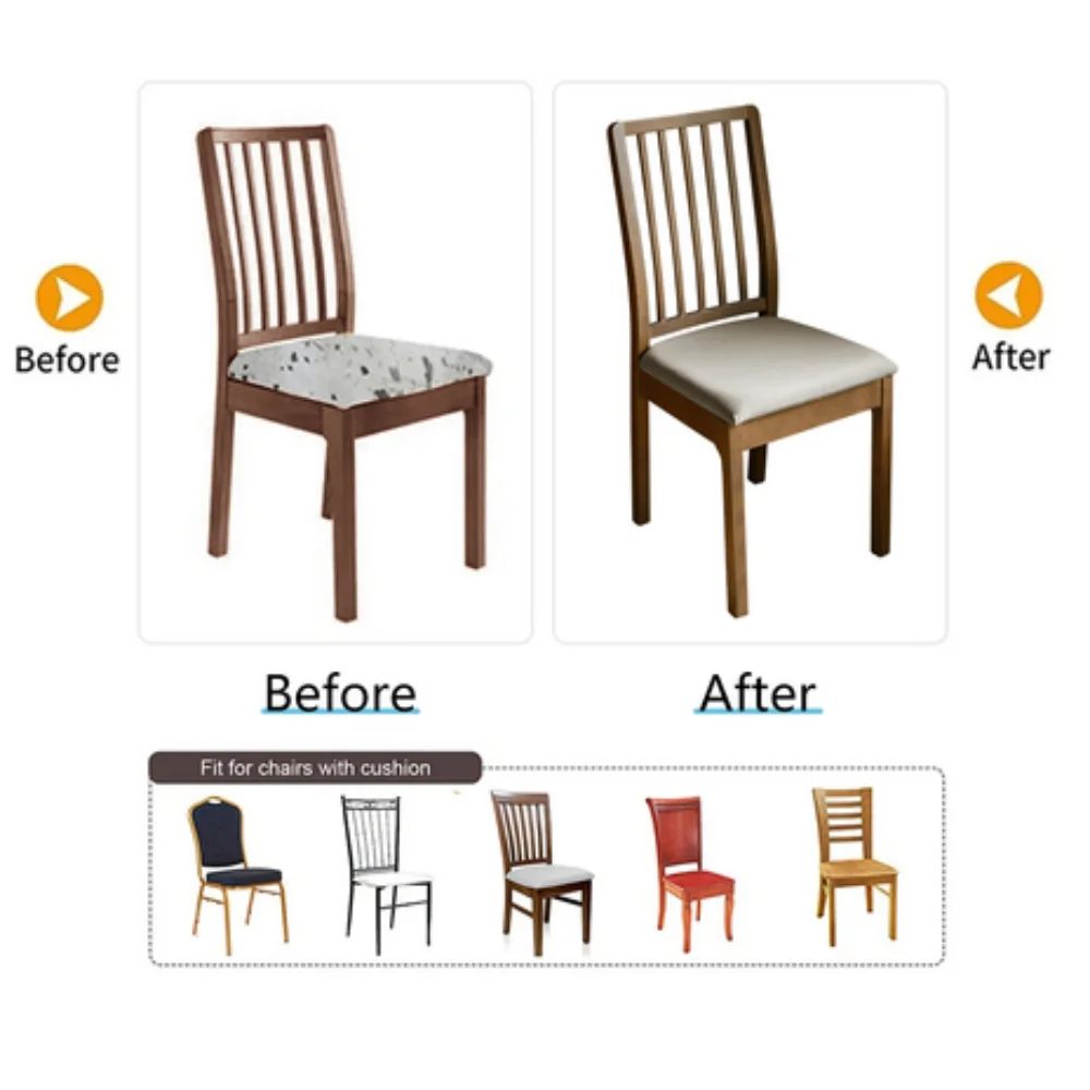 Funda de silla para comedor, fundas de asiento de LICRA, funda de cojín de tela elástica de Color sólido para el hogar, 1 ud. ﻿