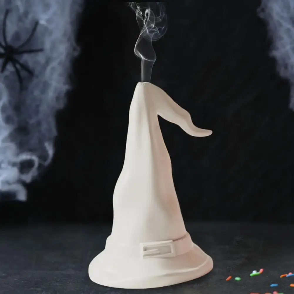 Desktop Incense Holder Witch Hat Incense Burner Long Pointy Hat Resin Cone Holder for Halloween Party Decor Holiday Gift Pointy