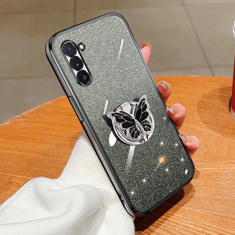 Note 10 Cover For Samsung Galaxy Note 10 Gradient Glitter Butterfly Bling Folding Stand Plating Back Case Cover Samsung Note 10