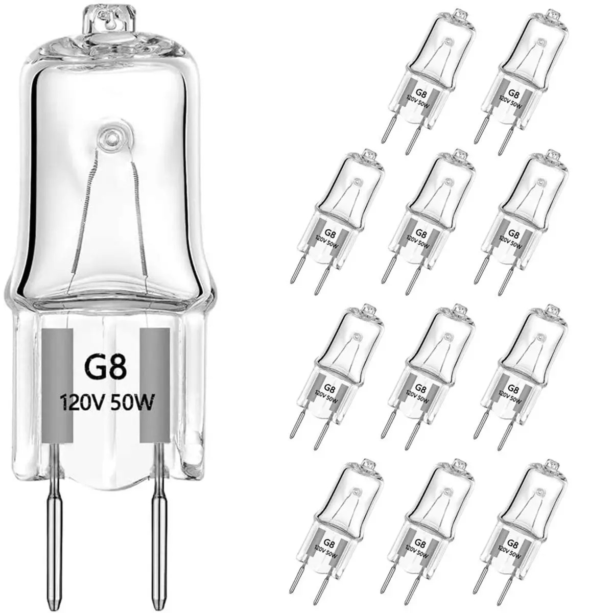 ABUA 12pcs G8 Light Bulbs 50W 120V for Microwave Ovens, Candle Warmers, and More