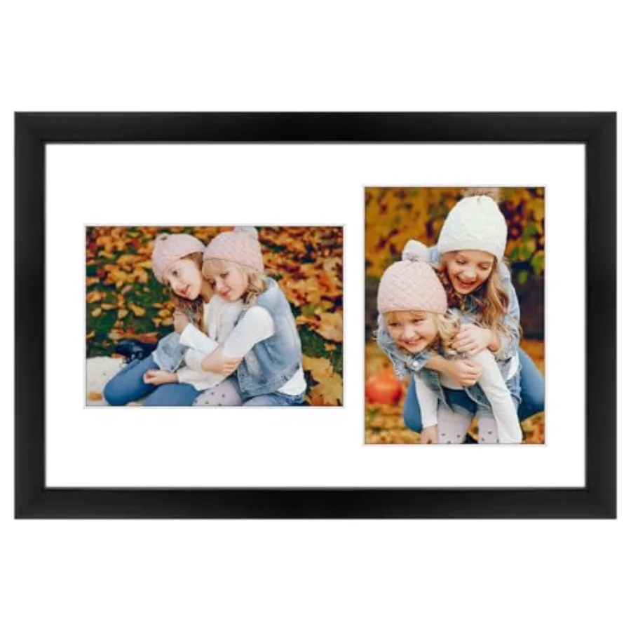 

Фоторамка-коллаж 5x7 - из массива дерева с закаленным стеклом - рамка для нескольких фотографий 9x14 - вмещает 2 фотографии 5x7 дюймов или одну фотографию 9x14 дюймов