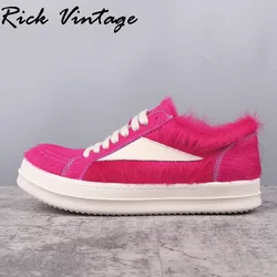 Rick Vintage scarpe Casual da uomo in vera pelle stringate da donna Sneakers in crine di cavallo scarpe da ginnastica di lusso mocassini High Street scarpe basse