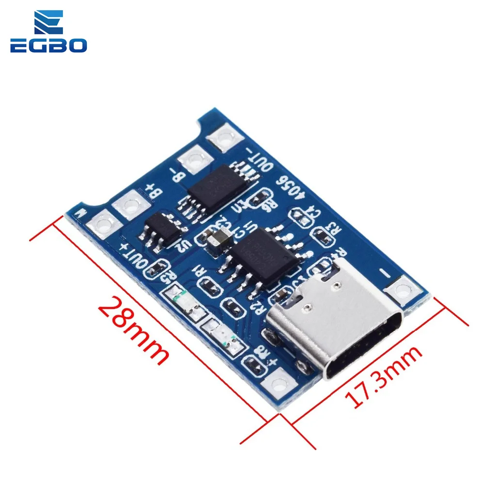 50PCS/100PCS EGBO Lithium Charging board 18650 module Type-C 5V 1A Charging Board Protection Dual Functions tp4056