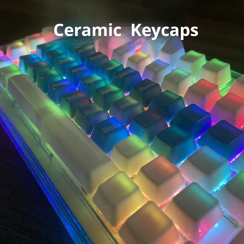 

AttackFox Ceramic Keycap Digital Area 9 Keys Set Custom Keycaps for Mechanical Keyboard Caps Smooth Uniform Transparent and Cold