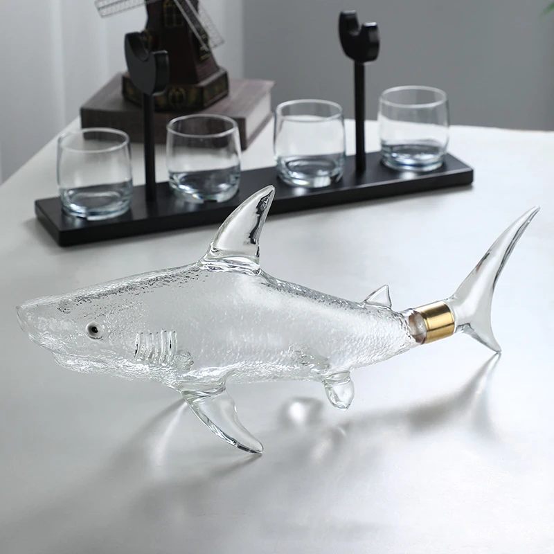 1000mL Shark Decanter Suit Originality Wine Set Ornament Glass Bar Animal Shaped Wine Bottle Manual Arts And Crafts Gift