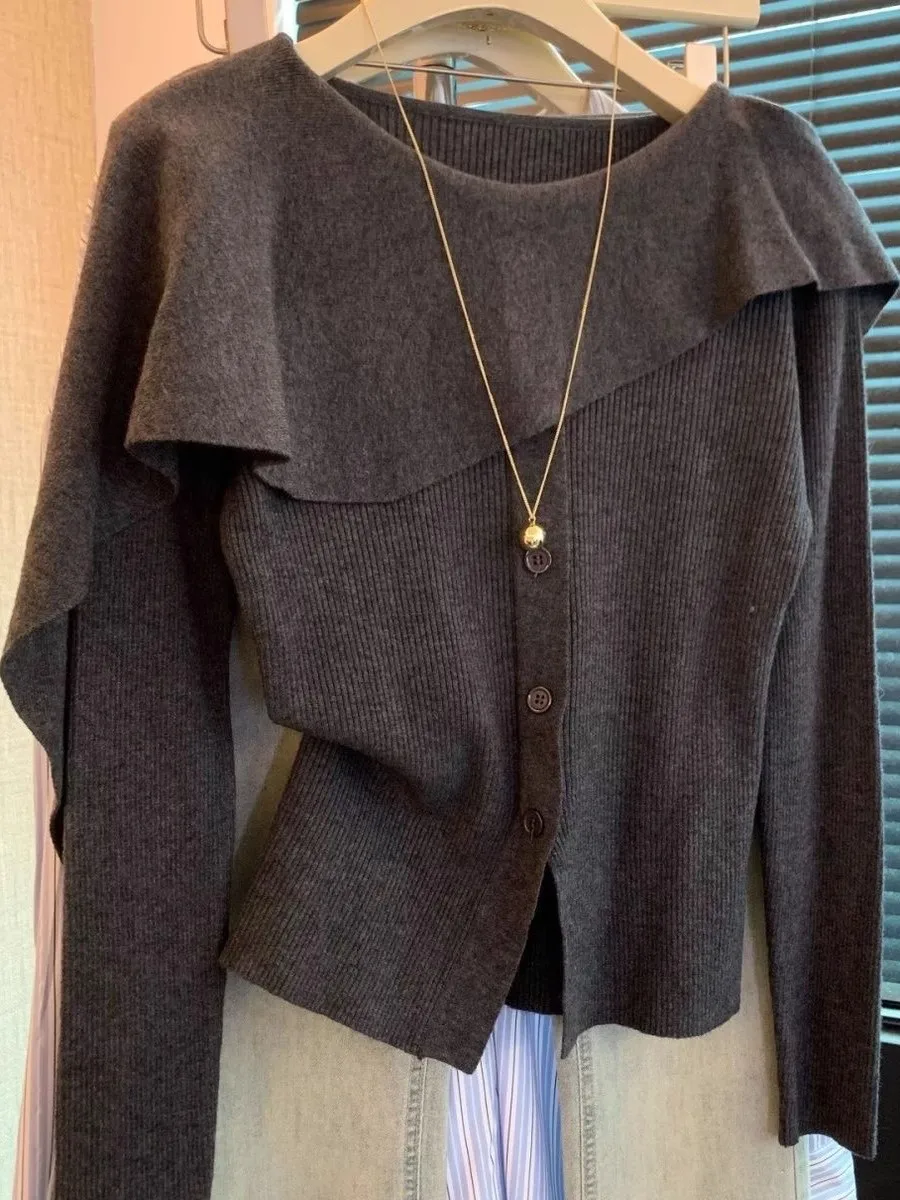 

Женский вязаный длинный топ-све Design Sensation небольшого размера с кружевным подолом, легкий, роскошный, для похудения, универсальный, моющийся