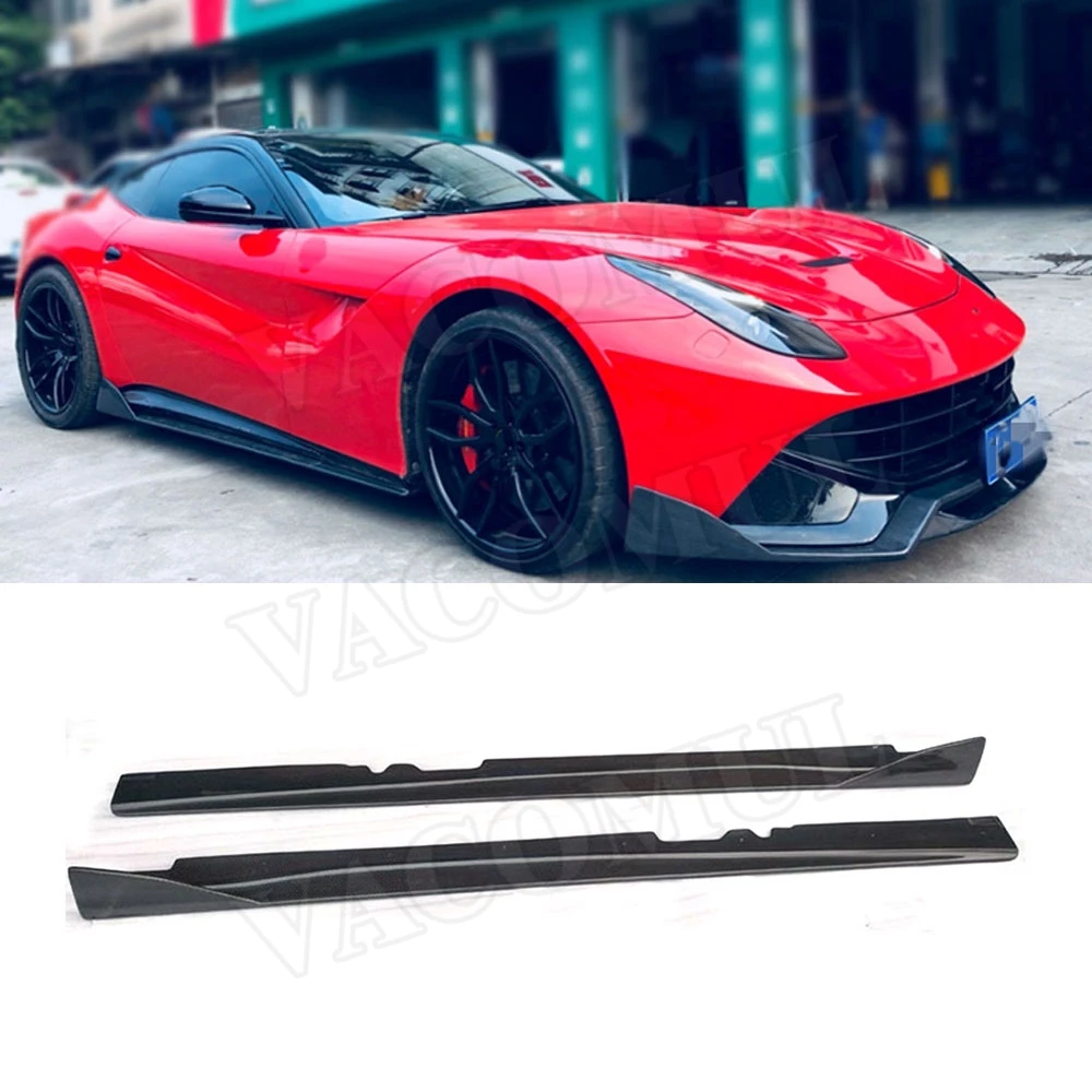 VACOMUL Carbon Fiber Side Skirts Aprons Case for Ferrari F12 Berlinetta 2013-2016 Car Styling