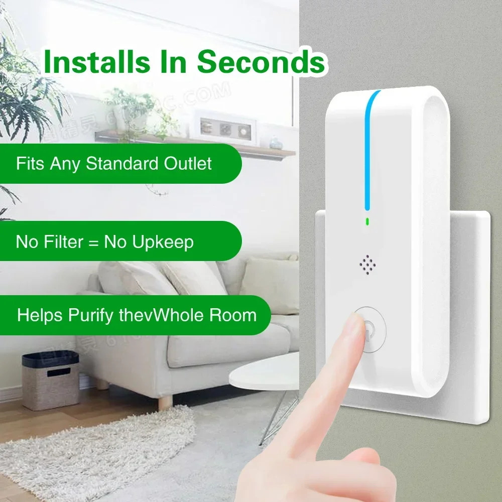 Portátil mini plug in gerador de íons negativos purificador de ar mais limpo odor desodorante remover fumaça de poeira formaldeído para casa banheiro