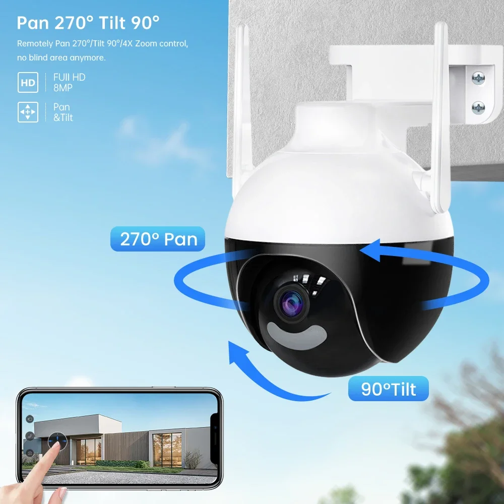 4K 8MP kamera IP WiFi 1080P automatyczne śledzenie noktowizora do przechowywania w chmurze kamery do monitoringu bezpieczeństwo zewnętrzne kamera telewizji przemysłowej