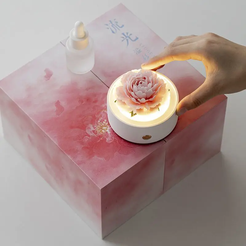 Birthday gift, bedside night light, intangible cultural heritage ceramic flower, advanced aromatherapy ornament, wedding gift