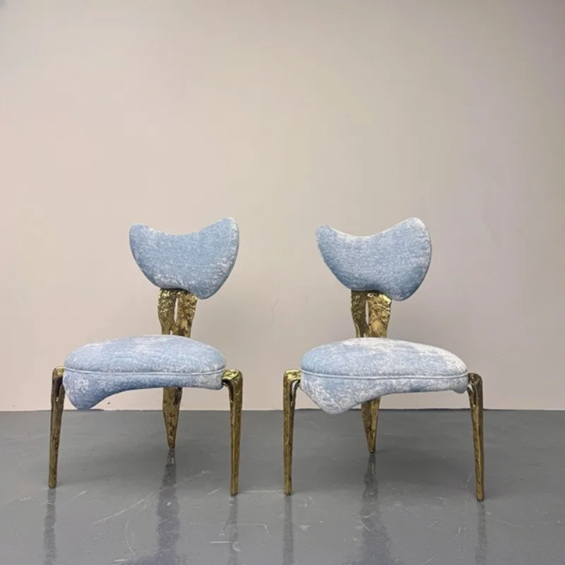 قماش نحاسي فاخر، كرسي طعام، فيلا راقية مصممة، مطعم منزلي، مسند ظهر فني شخصي، كرسي ترفيهي #2