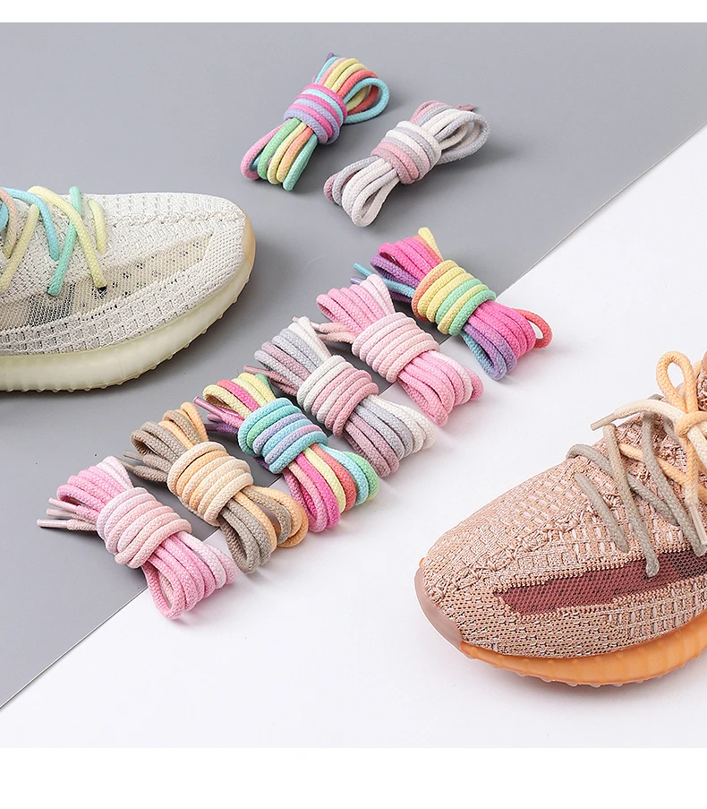 4 mm dicke, runde Schnürsenkel für Sneaker, Freizeitschuhe und Canvas-Schuhe, bunte, farbverlaufende Schnürsenkel, Baumwoll-Sportschnürsenkel, Regenbogen-Schnürsenkel. – Detail 11