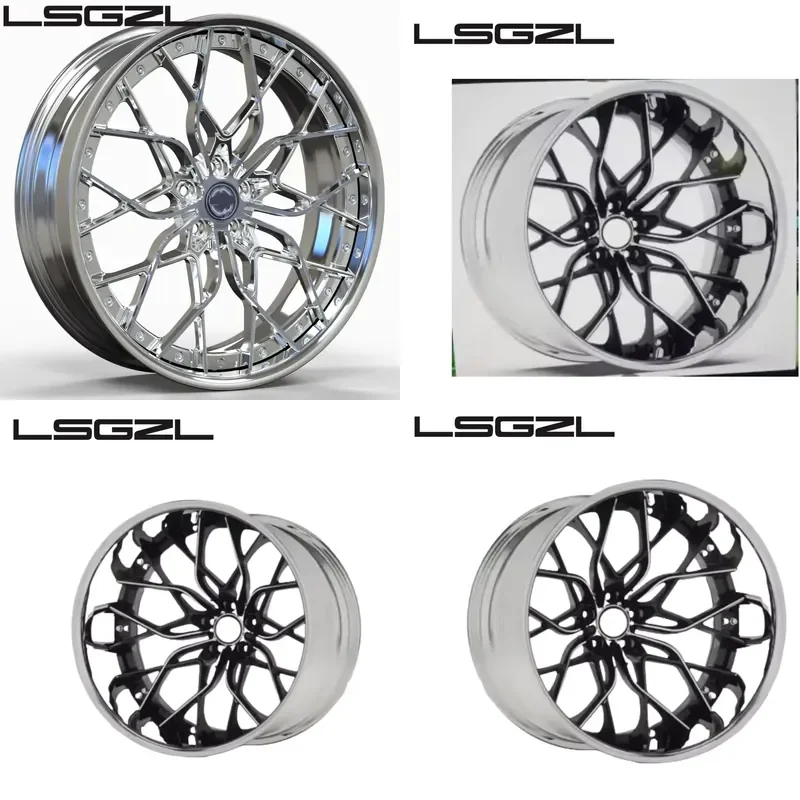 i LSGZL Deep Dish Custom 2 Piece Deep Concave Chrome Forged Alloy Wheels for 20 21 22 24 Inch 5x120 5x130 5x114.3
