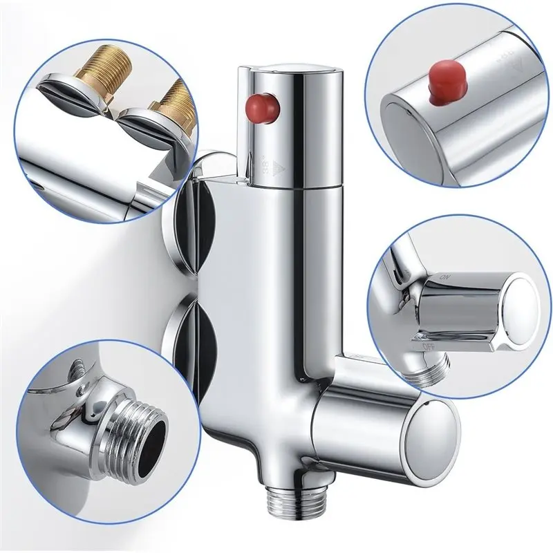 Mini-Thermostatic Brass For RV, Yacht Boat Shower Valve Vertical Mixer Bar Caravan 1/2