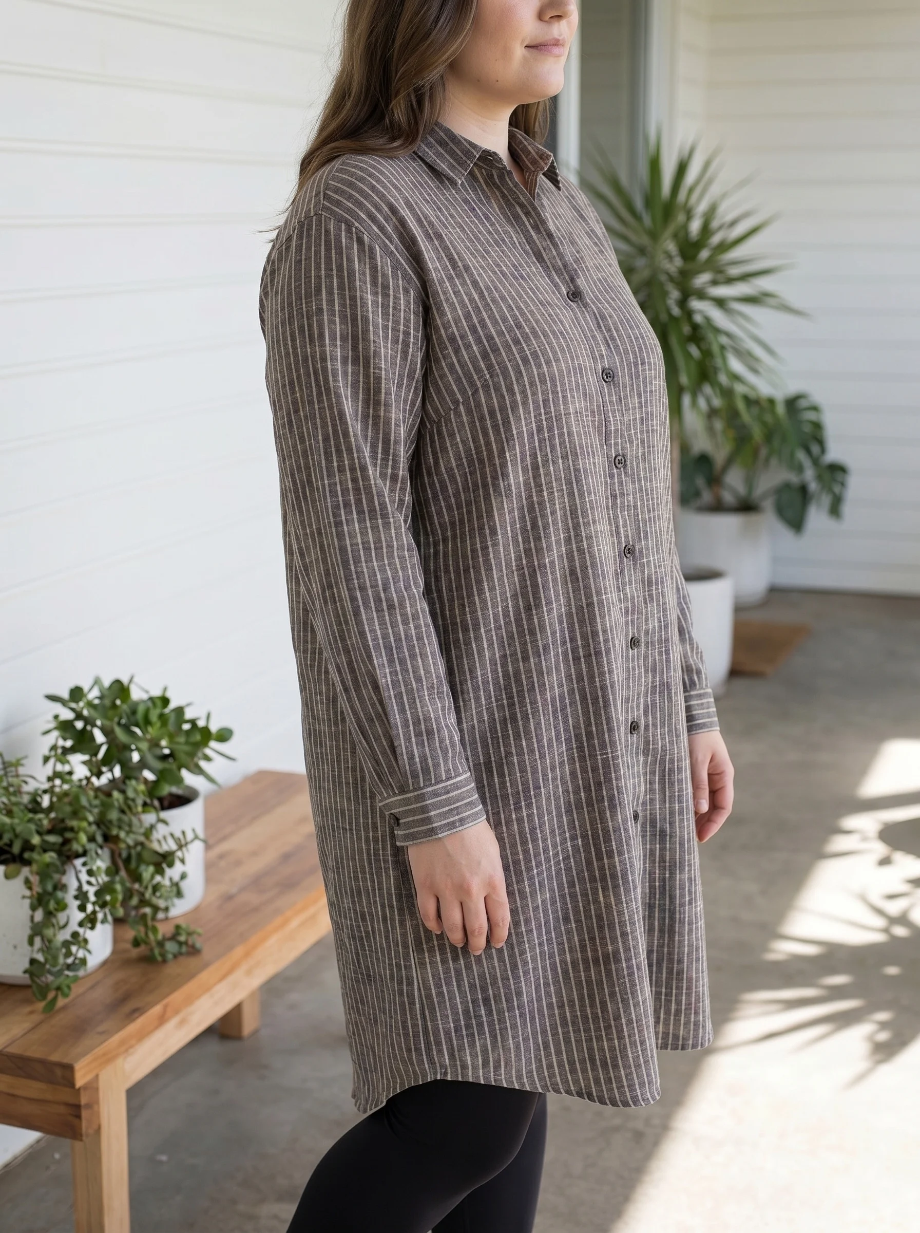 Rosa Fera Plus Size Women Long Striped Button Down Shirt Dress Collared Long Sleeve Loose Casual Longline Top image 2