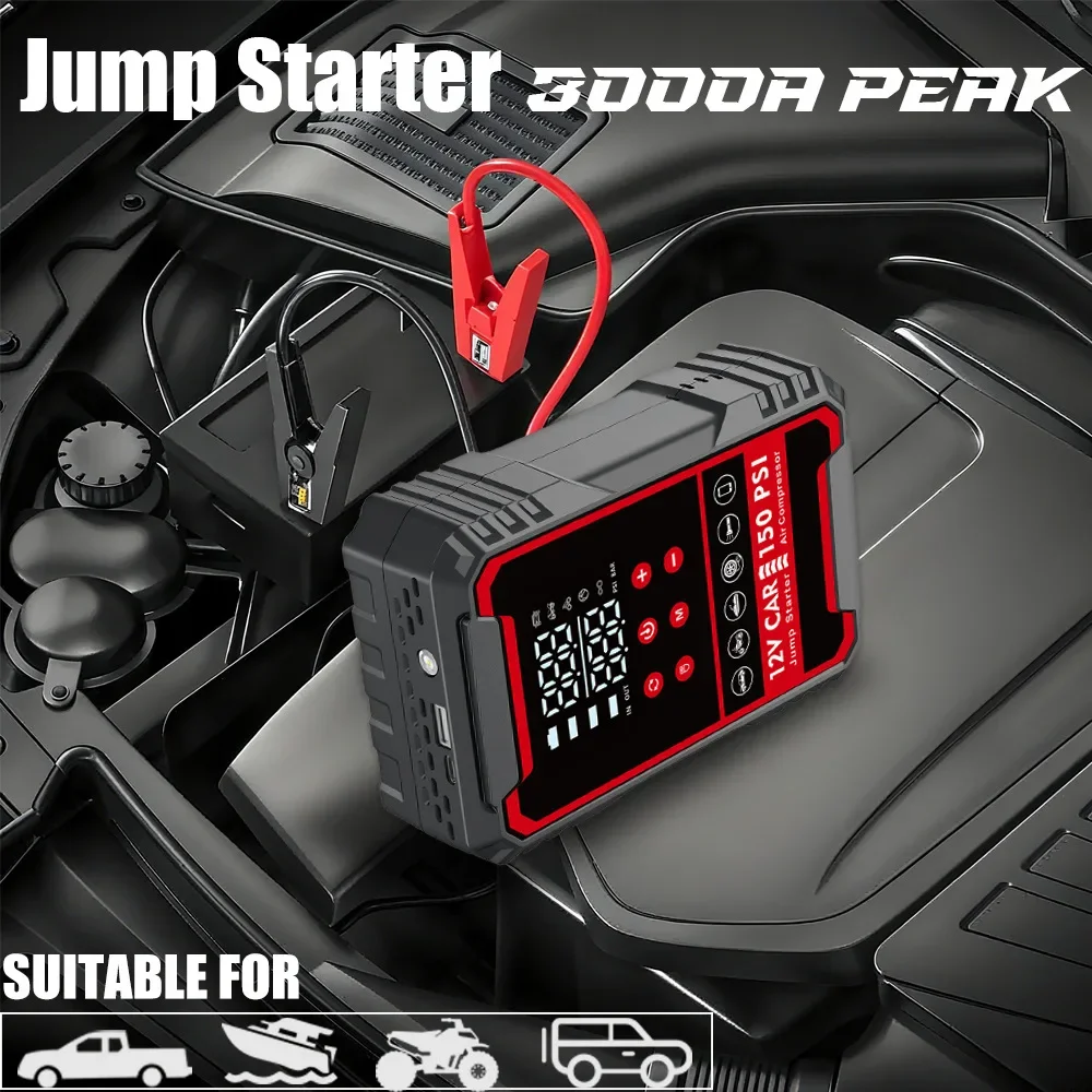 Portable  Car Jump Starter  Power Bank Emergency Battery Booster, Tire Inflator, and Multi-Device Charger