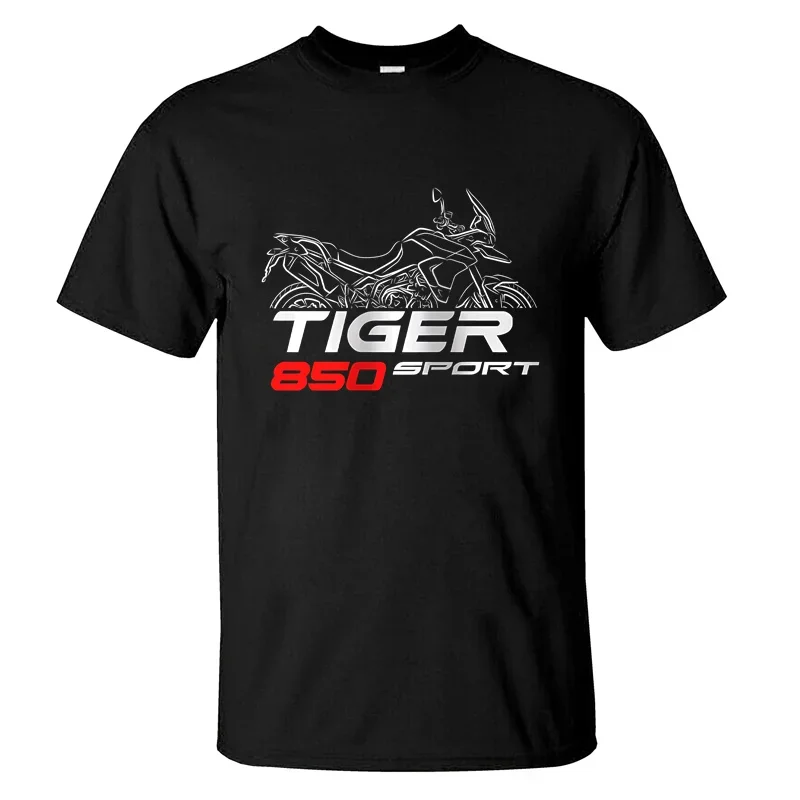 2024 Men Tเสื้อสบายๆเสื้อยืดTriumphs Tiger 850 Sport 2021-2024 กราฟิกฤดูร้อนแขนสั้นผ้าฝ้าย 100% S-3XL Cool Tee