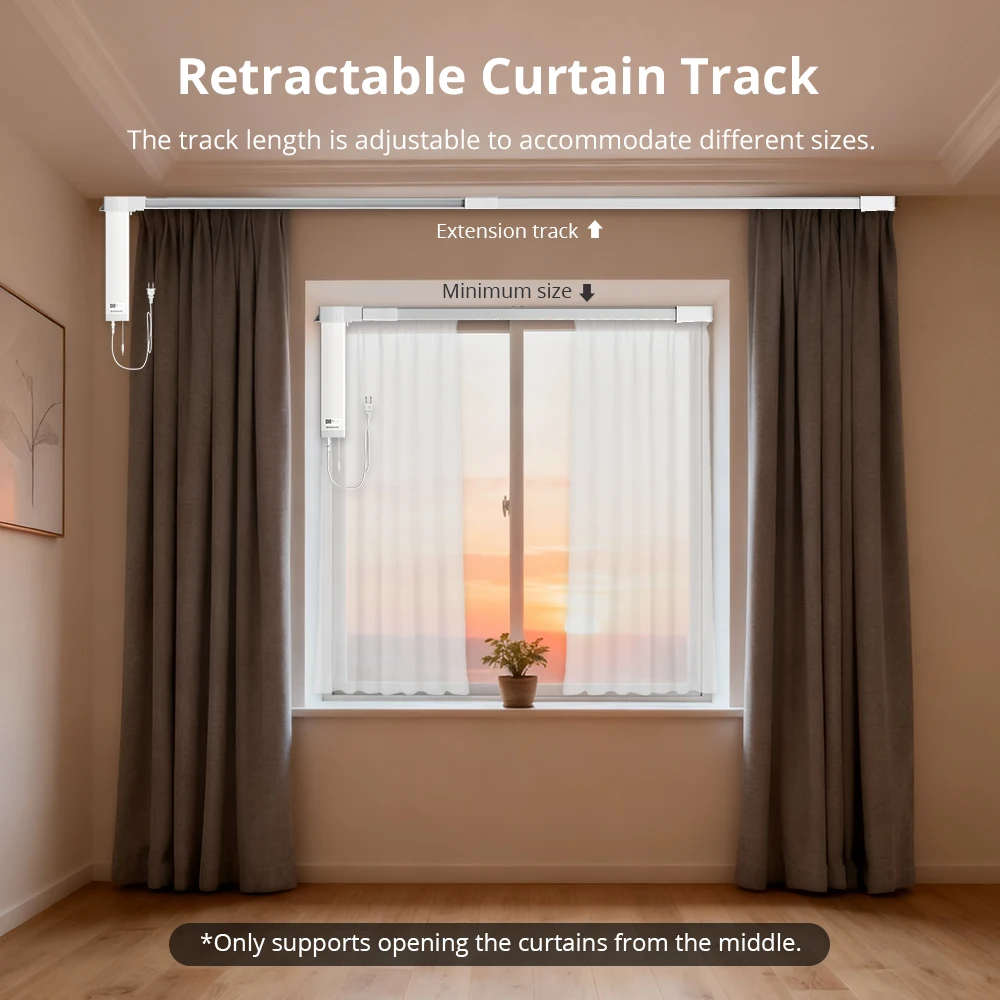 Zemismart Matter Over Thread Retractable Curtain Track Smart Motor Work with Home Assistant SmartThings Homekit Google Home App
