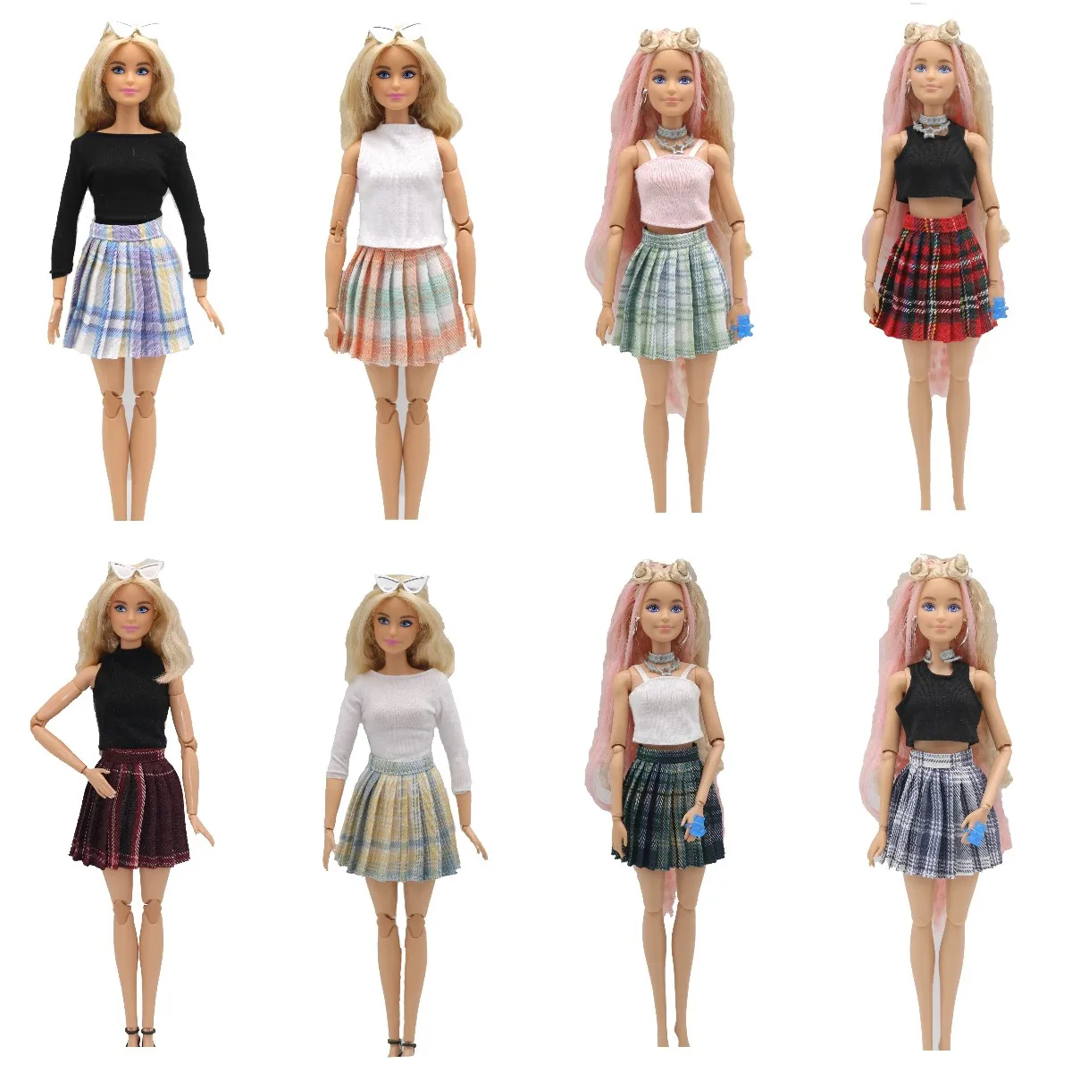 

Doll Clothes Fashion Tops Pleated Skirt Outfits for Barbie 1/6 BJD 30CM Doll Clothes Play House Girls Dressing Up Accessories