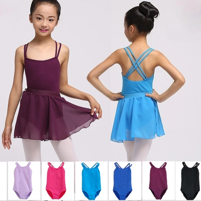 

Гимнастические и балетные купальники для девочек, однотонные комбинезоны на бретелях для занятий балетом, модные балетные костюмы, танцевальная одежда, детская одежда