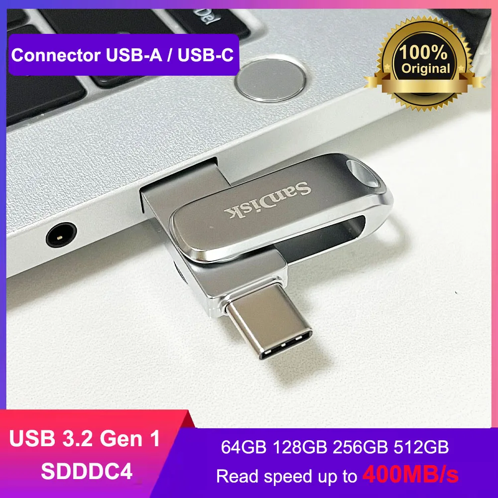 

SanDisk Ultra Dual Drive Luxe USB Type-C 32G 64G 128G 256G 512G OTG USB 3.2 Gen 1 Metal U Disk For Smartphones/Tablets/Computers