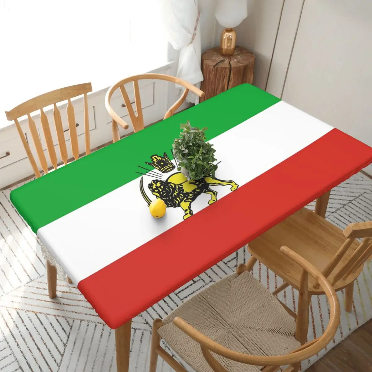 Flag Of Persia Iran Pahlavi Custom Rectangular Tablecloth Waterproof Table Cover for Festival Party Decorations Table Cloth