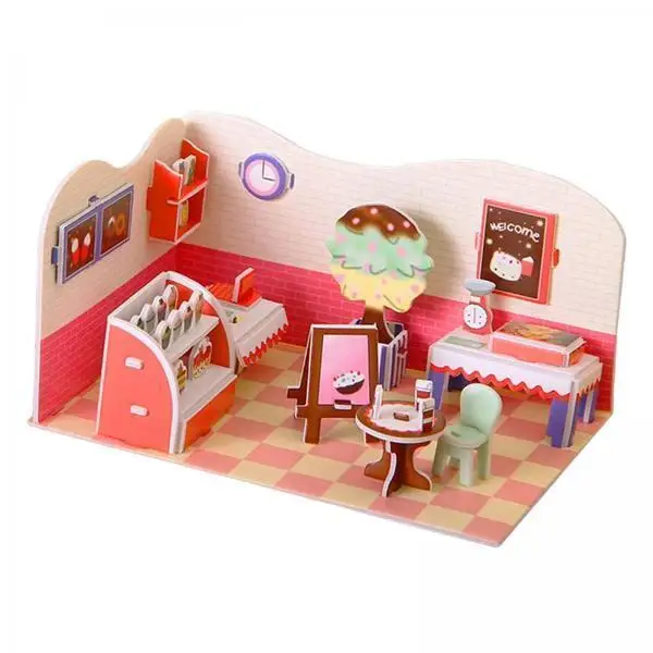 2xDIY 3D Puzzle Toys Paper and EPS Foam Board Kids Toys Craft for Adults Kids Dessert Shop