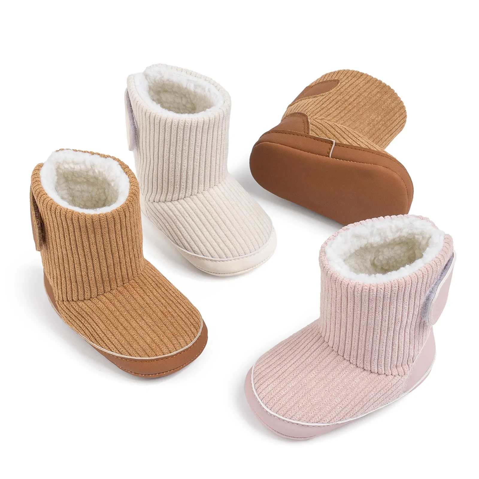 

Winter New Boots Newborn Baby Mid-Calf Boots Anti-Slip Warm Baby Shoes Plush Comfortable Over-Mouth Toddler Shoes