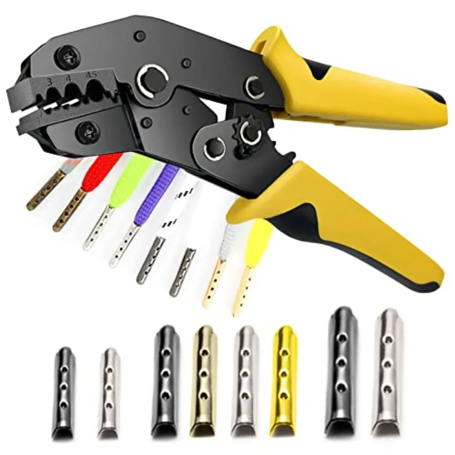 Aglet Crimping Tool, Adjustable Metal Shoelace Aglet Crimper Works for 3mm, 4mm, 4.5mm laces, used to install aglets for shoela